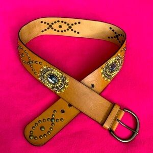 Chico’s Learher Beads Studs Belt